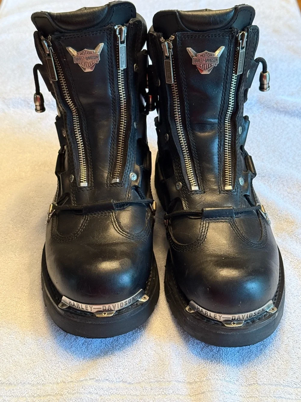 Men’s Harley Davidson Brake Light MC Boots. Leather Uppers,Twin Zippers. 11 1/2